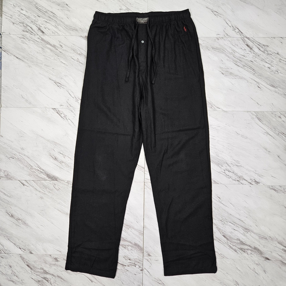 Polo Ralph Lauren Mens Sleepwear Lounge Pants Medium Cotton Black - Picture 1 of 11